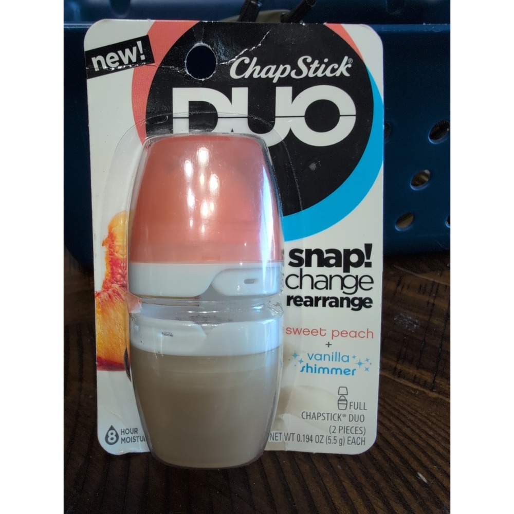 RARE Discontinued ChapStick DUO Sweet Peach + Vanilla Shimmer Sealed HTF NEW